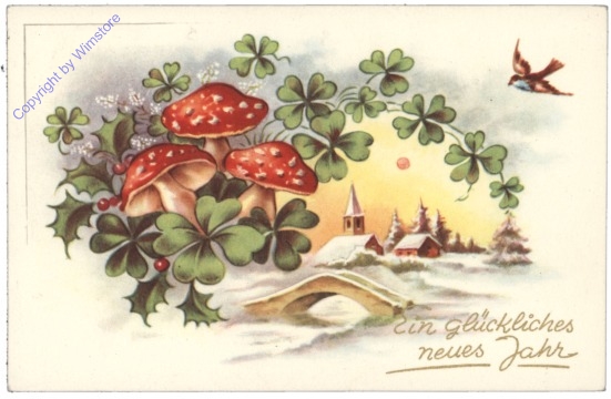 ak164775 Fliegenpilze und Klee