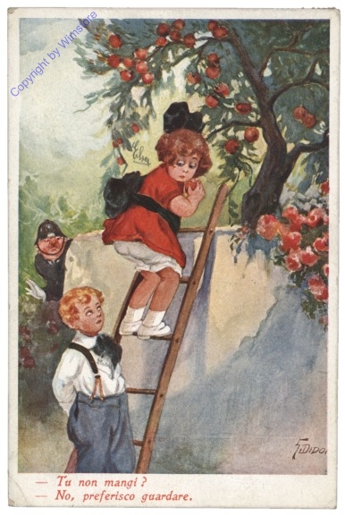 Mädchen auf Leiter