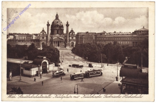 ak165044 Wien 4, Karlskirche, Technische Hochschule, Stadtbahnhaltestelle