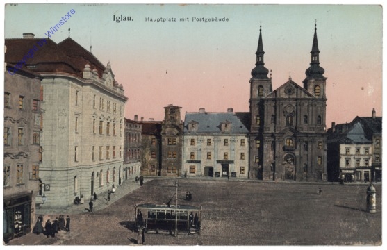 ak165180 Jihlava (Iglau), Hauptplatz mit Postgebäude