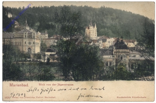 Marianske Lazne (Marienbad), Blick von der Jägerstrasse
