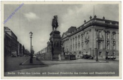 Berlin, Unter den Linden, mit Denkmal Friedrichs des Großen und Staatsbibliothek