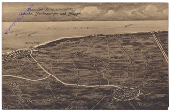 Ostende, Blankenberghe und Brügge, Belgischer Kriegsschauplatz