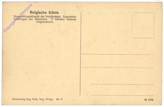 Ostende, Blankenberghe und Brügge, Belgischer Kriegsschauplatz