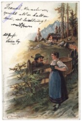 ak165738 Plausch im Zaun in Tracht