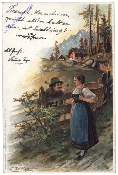 ak165738 Plausch im Zaun in Tracht