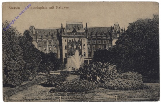 Stettin, Viktoriaplatz mit Rathaus