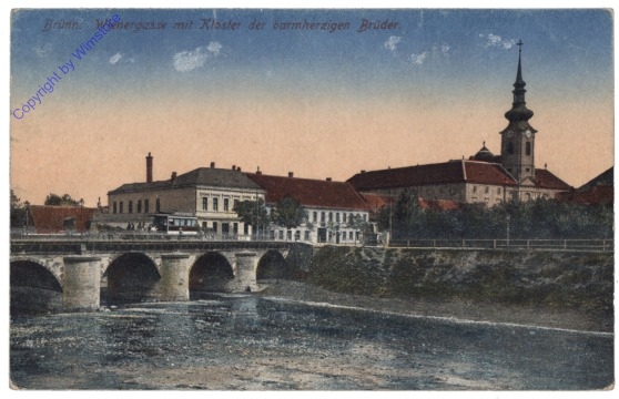 Brno (Brünn), Wienergasse mit Kloster der barmherzigen Brüder