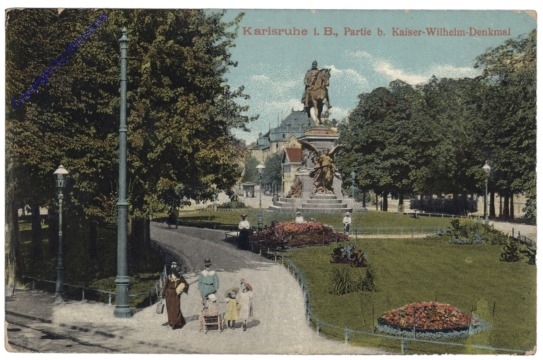 ak166042 Karlsruhe, Partie b. Kaiser-Wilhelm-Denkmal