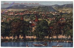 Graz, Hilmteich mit Blick auf die Stadt