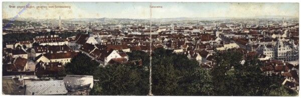Graz, gegen Süden, gesehen vom Schlossberg, Panorama