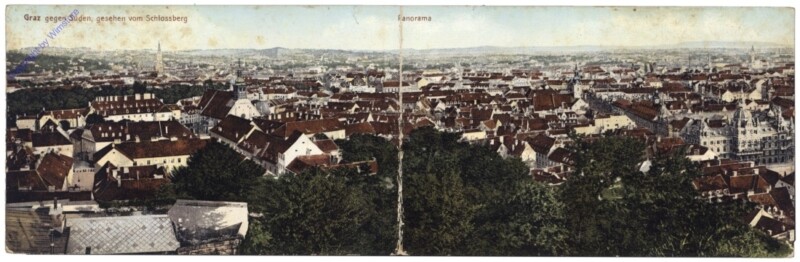Graz, gegen Süden, gesehen vom Schlossberg, Panorama