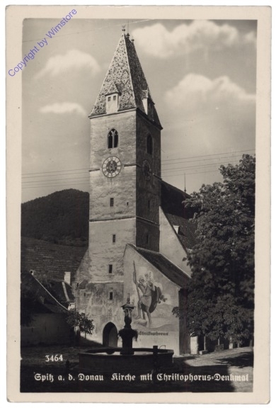 Spitz an der Donau, Kirche mit christophorus-Denkmal