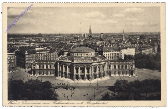 ak168343 Wien 1, Panorama vom Rathausturm mit Burgtheater