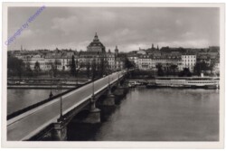 Frankfurt am Main, Blick zur Adolf-Hitler-Brücke und Schauspielhaus