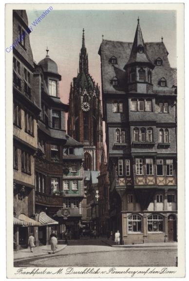 Frankfurt am Main, Durchblick vom Römerberg auf den Dom