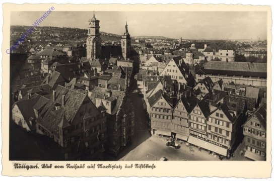 Stuttgart, Blick vom Rathaus auf Marktplatz