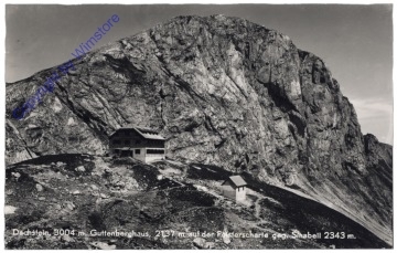 Dachstein, Guttenberghaus auf der Fensterscharte gegen Sinabell