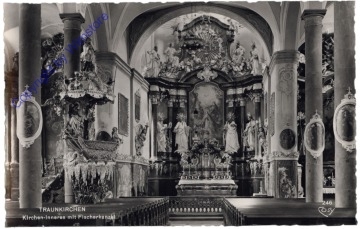 Traunkirchen, Kirchen-Inneres mit Fischerkanzel