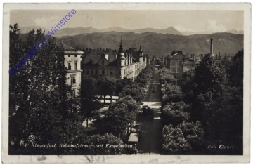 Klagenfurt, Bahnhofstrasse mit Karawanken