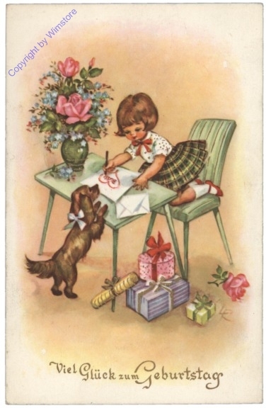 ak169987 Kind mit Hund, Geburtstag