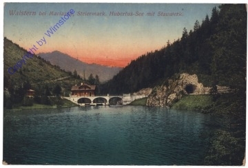 ak170316 Mariazell, Walstern, Hubertus-See mit Stauwerk