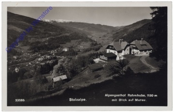 Murau, Stolzalpe, Speisesaal, Alpengasthof Rahmhube mit Blick auf Murau
