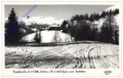 Tauplitz, Alm, Th. K. Holl-Haus mit Dachstein