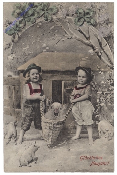 Kinder mit Ferkel
