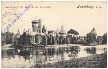 Laxenburg, Franzensburg mit Teich im k.k. Schloßpark