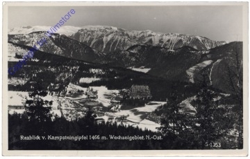 Rax, Raxblick v. Kampsteingipfel m. Wechselgebiet