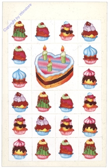 Postkarte mit Aufklebern "Torte"