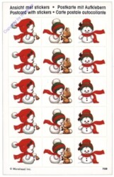 Postkarte mit Aufklebern "Schneemann und Hase"