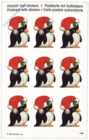 Postkarte mit Aufklebern "Weihnachtspinguin"