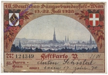 Wien 17, 10. deutsches Sängerbundfest, Festkarte