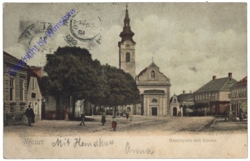 Wien 23, Mauer, Hauptplatz mit Kirche
