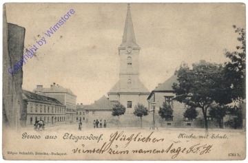 Wien 23, Gruss aus Atzgersdorf, Kirche mit Schule