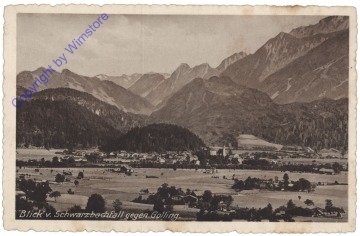 ak173106 Golling an der Salzach, Blick v. Schwarzbachfall gegen Golling