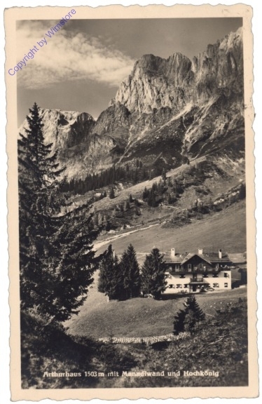 ak173199 Mühlbach am Hochkönig, Arthurhaus mit Manndlwand und Hochkönig