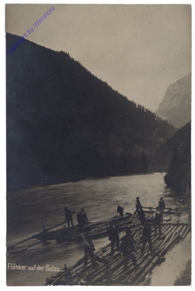 Salzburg, Flösser auf der Salza