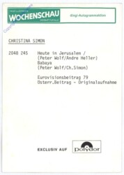 Autogrammkarte Christina Simon