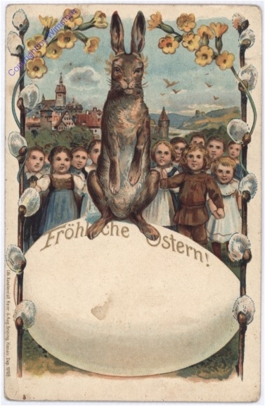 Hase auf Ei