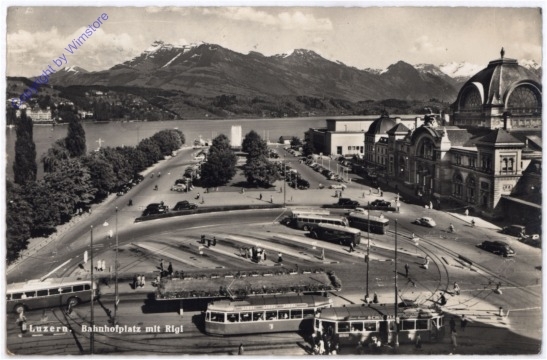 ak174752 Luzern, Bahnhofsplatz mit Rigi