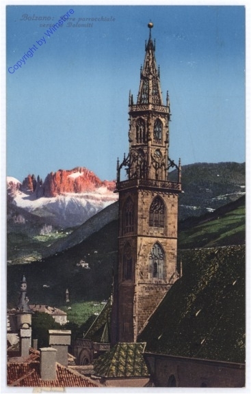 ak174860 Bolzano (Bozen), Torre parrocchiale verso le Dolomiti