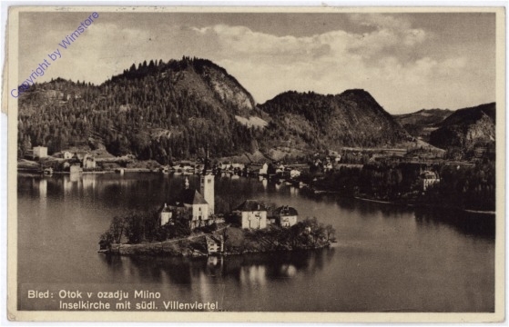 Bled, Inselkirche mit südl. Villenviertel