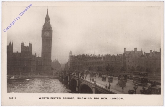 London, Westminster Bridge, showing Big Ben