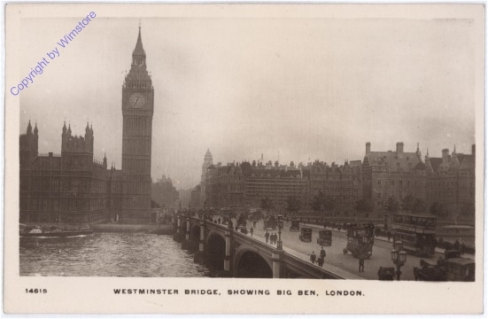 London, Westminster Bridge, showing Big Ben