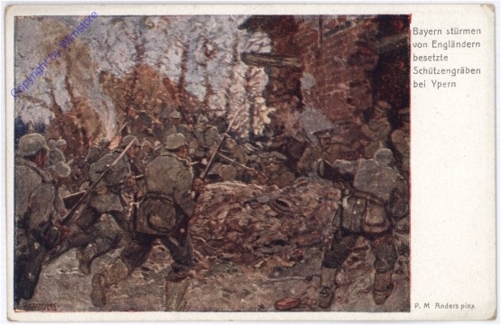 ak176466 Bayern stürmen von Engländern besetzte Schützengräben bei Ypern