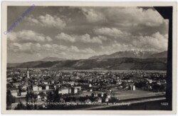 Klagenfurt, mit Hochobir vom Aussichtsturm am Kreuzbergl