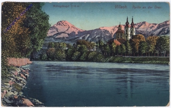 ak176805 Villach, Partie an der Drau